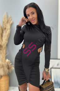 Čierne šaty s odhaleným chrbtom KATHEA