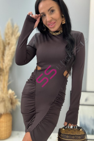 Hnedé šaty s odhaleným chrbtom KATHEA