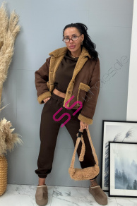 Velúrová bunda s detailmi z kožušiny AMBER