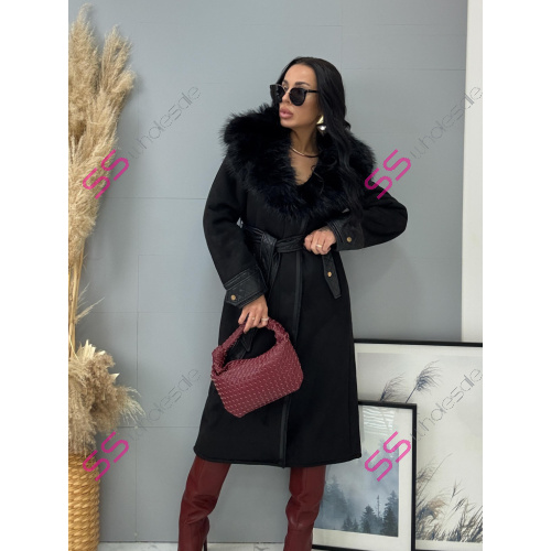 Kombinovaná bunda s kožušinou a opaskom CARELA