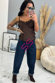 Saténový top s čipkou DAYANA