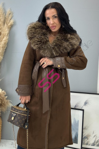 Kombinovaná bunda s kožušinou a opaskom CARELA