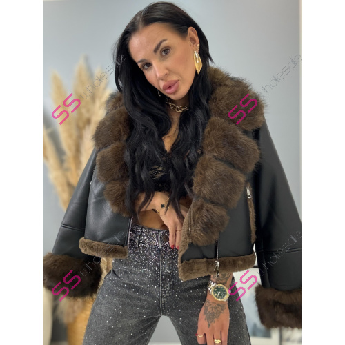 Kožená bunda s kožušinou AZAIRA