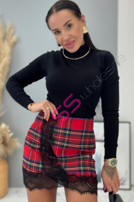 Károvaná sukňa s čipkou ELEEN