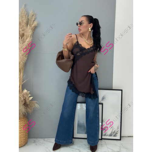 Saténový top so čipkou LAYLAH