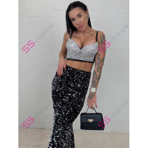 Velvet sukňa zdobená flitrami GABBY+