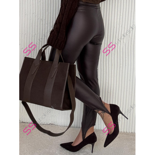 Hnedé kožené legíny kaliopky FABINA