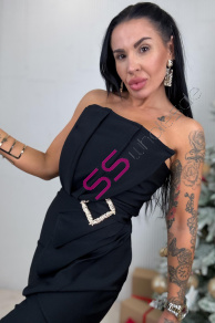 Elegantné dámske šaty so zlatou ozdobou NELLA