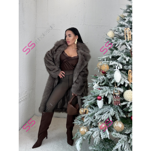 Kožušinová bunda s opaskom MIRANA