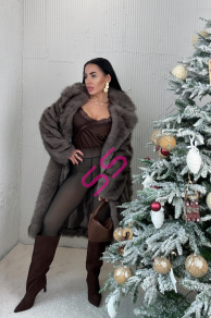 Kožušinová bunda s opaskom MIRANA