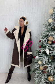 Dlhá kožená bunda s kožušinou HETIE