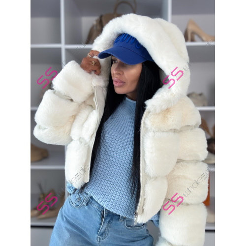 Koženková kožušinová bunda s kapucňou GIANNA