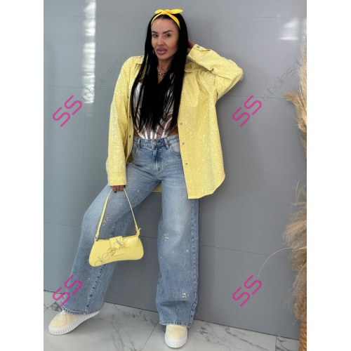 Vysokopásové vyšívané wide leg rifle s kamienkami