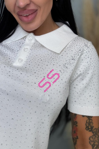 Pulóver s gombíkovou légou zdobený kamienkami LUCIE