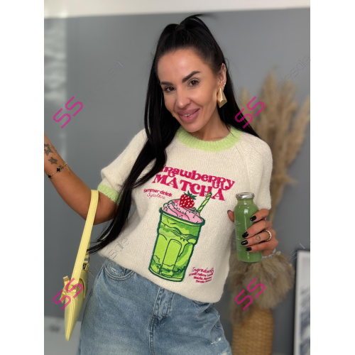 Pletený pulóver s výšivkou MATCHA