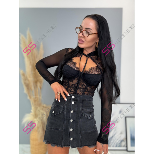 Denimový skort s gombíkmi vpredu NANNY