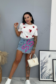 Denimový skort s gombíkmi vpredu NANNY