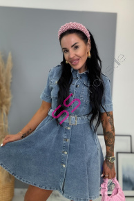 Denim šaty na gombíky s opaskom HENNIE