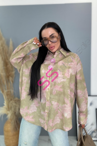 Oversized kvetinová košeľa s ozdobnou sponou FLOWER