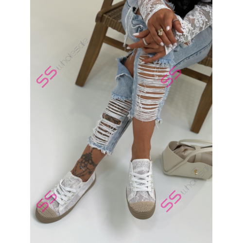 Bielé čipkované tenisky GLINDA-