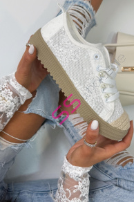 Bielé čipkované tenisky GLINDA-