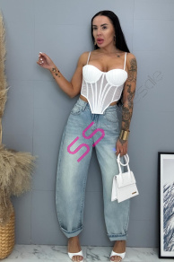 Baggy fit rifle s vysokým pásom 