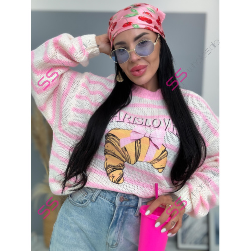 Jemný mohérový pulóver s potlačou PARIS