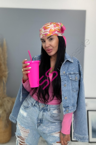 Krátky denim kabát s kamienkami EVELIN