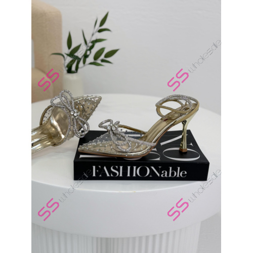 Transparentné sandále s kamienkami a mašľou GITTA