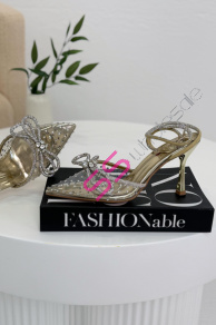 Transparentné sandále s kamienkami a mašľou GITTA