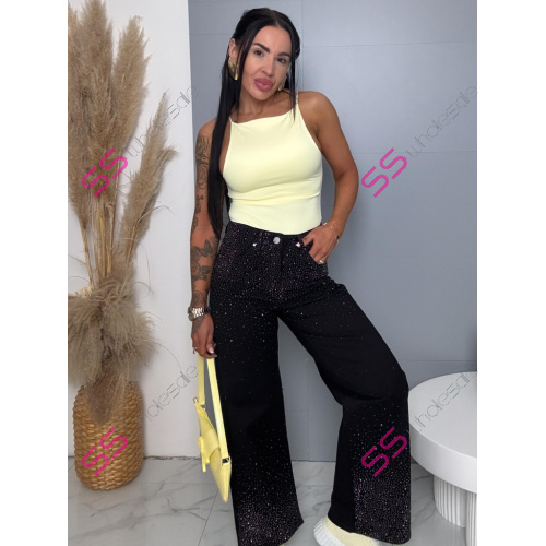 Vysokopásové wide leg rifle s kamienkami