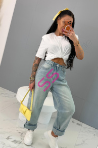 Baggy fit rifle s vysokým pásom 