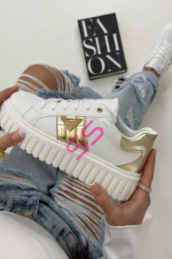 Platformové kožené tenisky so zlatými aplikáciami LIMA