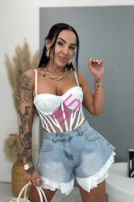 Extravagantné kombinované denim šortky FERENA