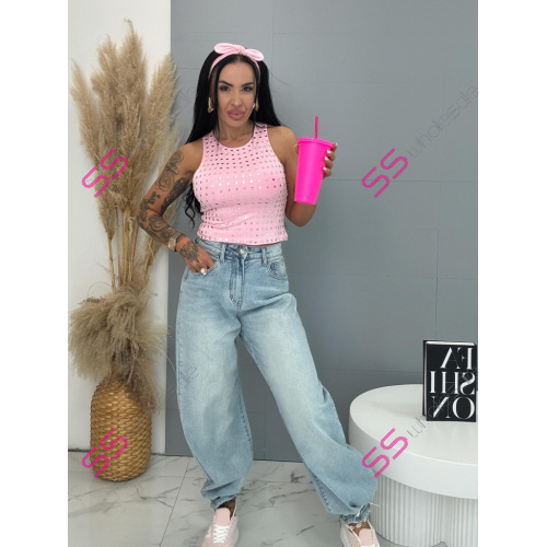 Baggy fit rifle s vysokým pásom 