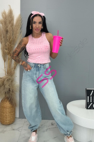 Baggy fit rifle s vysokým pásom 