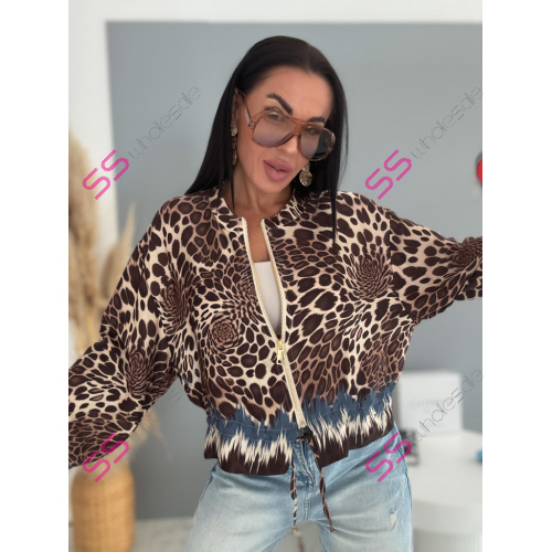 Satin ballon jacket s leopardím vzorom LEORA