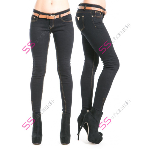 Dámske skinny rifle s opaskom, na spodku so zipsom 1bag 12 pcs